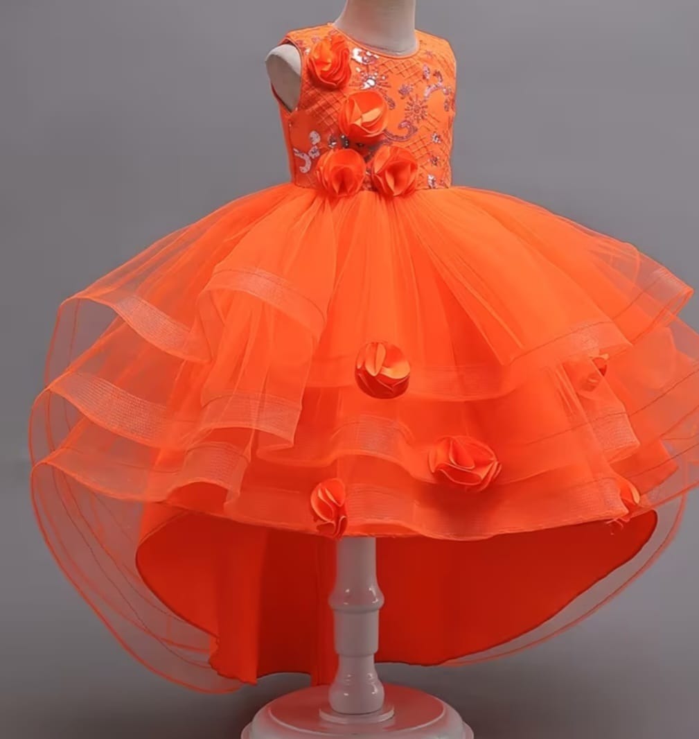 Flower Girl orange net & lace dress
